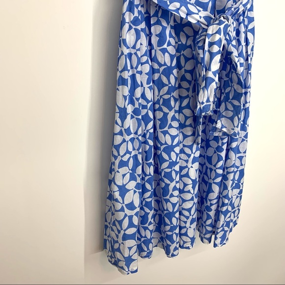 G.H. Bass & Co. Blue & White Floral Cotton Tie Back V-Neck Sundress Size 2 - Picture 7 of 12